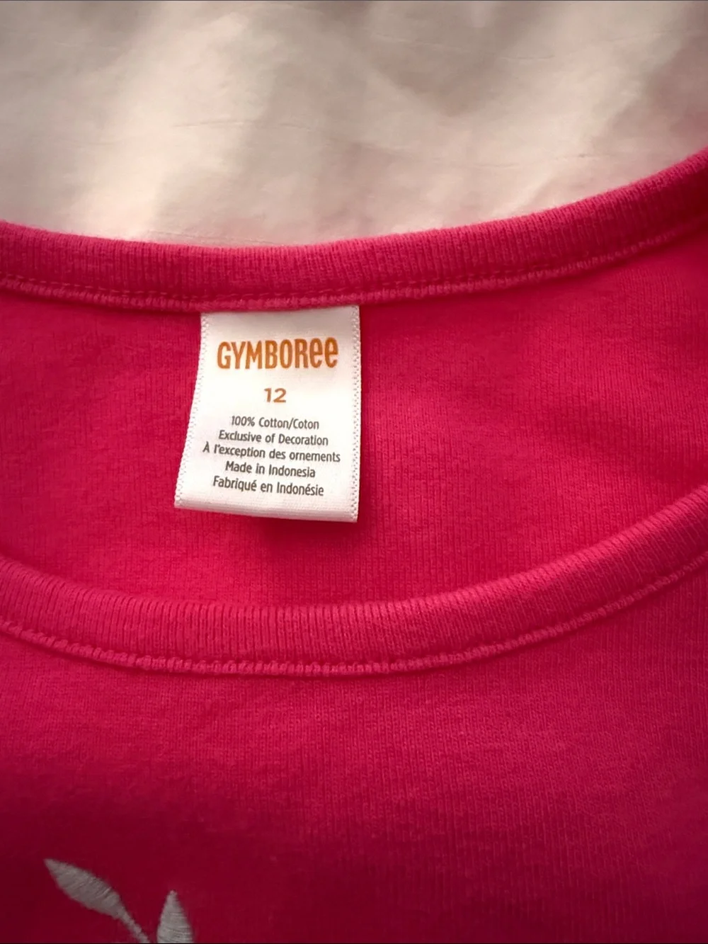 Gymboree Hot Pink Short Sleeve Tee with Teapot Floral Appliqué